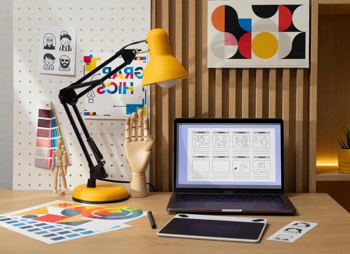 logo design sketch desk
